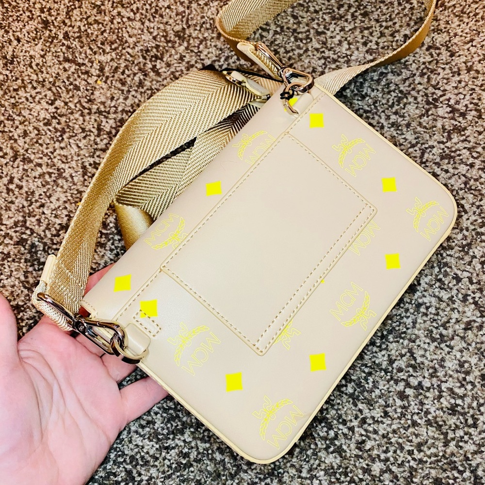 NEW! MCM Millie Yellow Small Color Splash Logo Leather Crossbody Bag - Picture 11 of 17